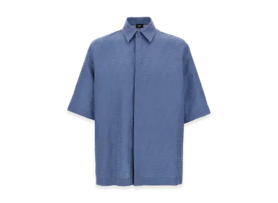 FENDI Linen FF Jacquard Short Sleeve Shirt "Blue"