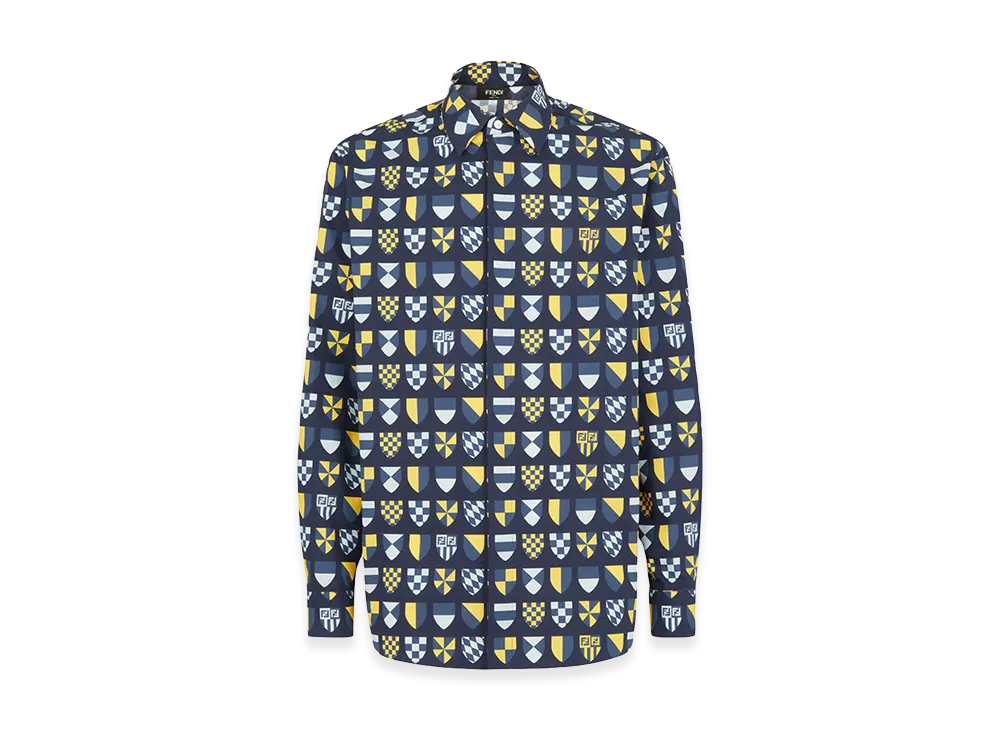 FENDI Cotton Shirt "Blue/Multicolor"