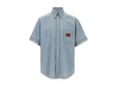 FENDI Chambray Short Sleeve Shirt "Light Blue"