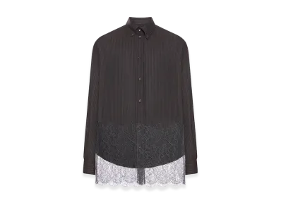 FENDI Look 58 Wool Shirt Stripe and Lace "Brown"