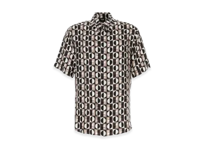 FENDI Printed Silk Short Sleeve Shirt "Brown"