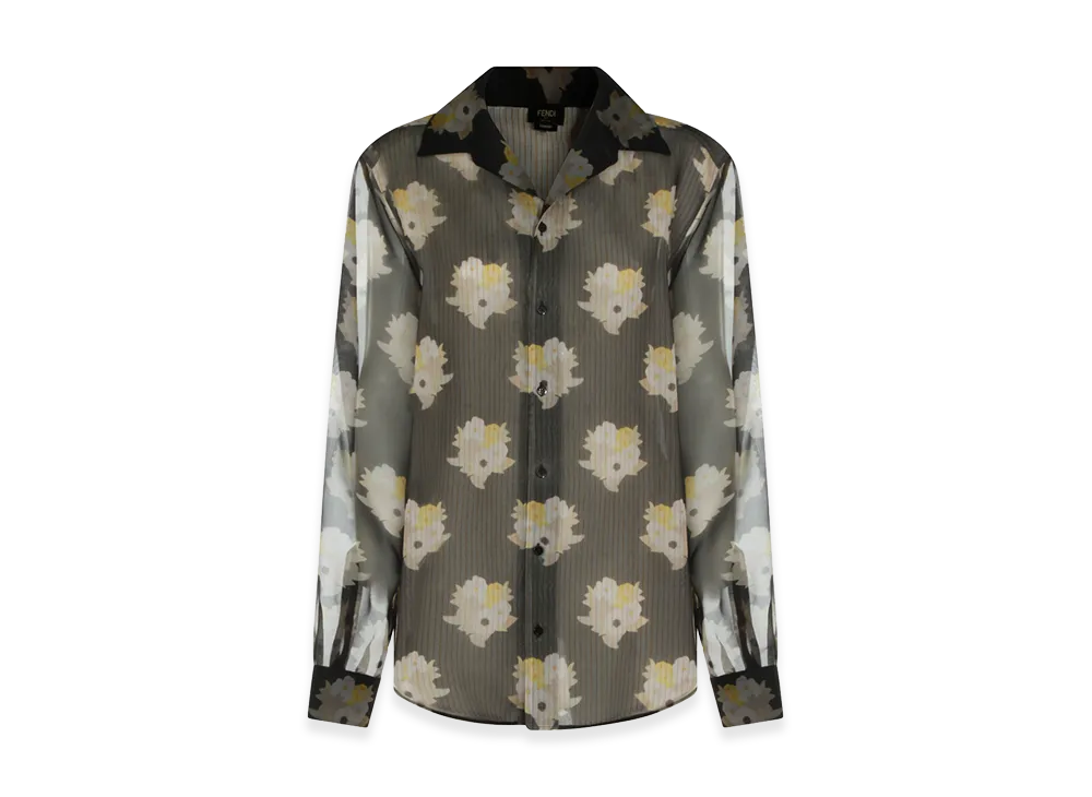 FENDI Adv Look 77 Organza Flower Print Bouqet Shirt "Multicolor"