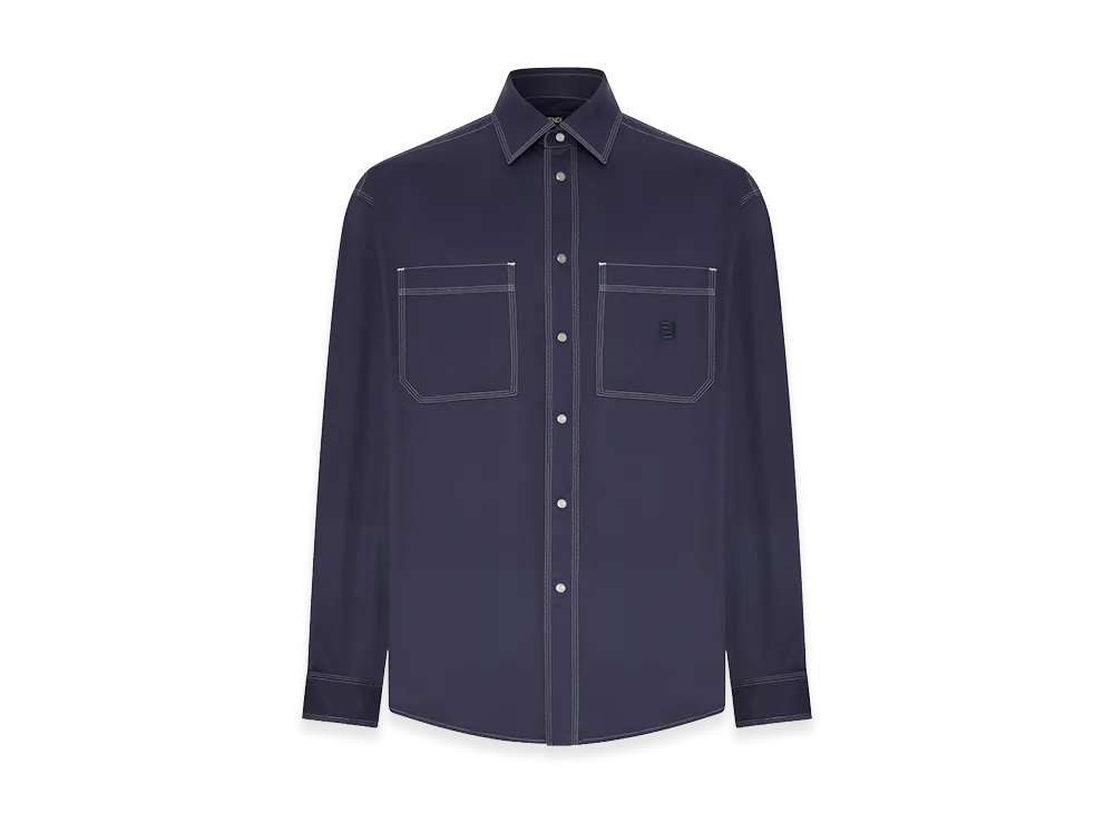 FENDI Cotton Shirt With Contrasting Stitching "Blue"