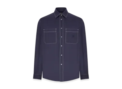 FENDI Cotton Shirt With Contrasting Stitching "Blue"