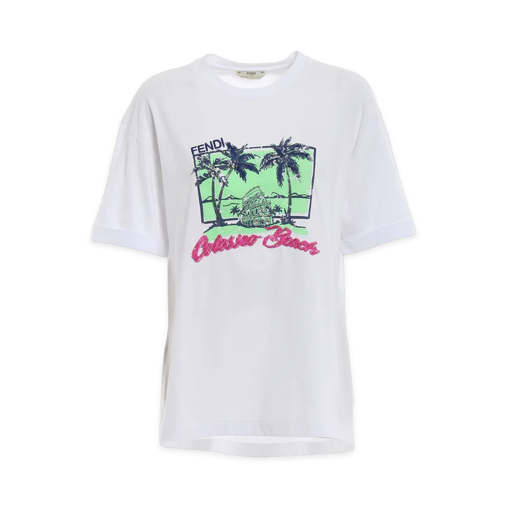 FENDI Women's Colosseo Beach Tee "White"