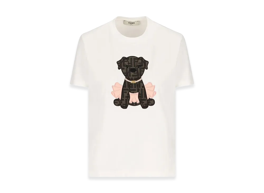 FENDI Women's Itina Cotton T-Shirt With "White"