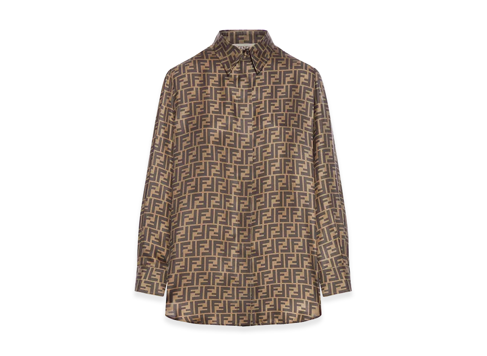 FENDI Women's FF Silk Shirt "Brown"