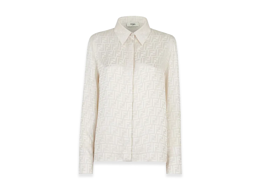 FENDI Women's FF Silk Crepe Shirt "White"