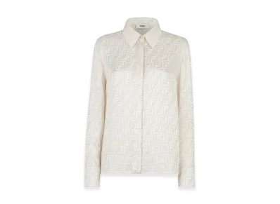 FENDI Women's FF Silk Crepe Shirt "White"