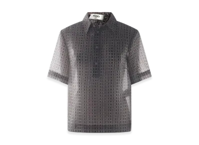 FENDI Women's Printed Silk Blend Polo Shirt "Brown"
