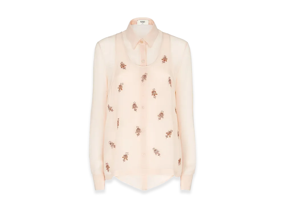 FENDI Women's Silk Georgette Shirt "Rose"