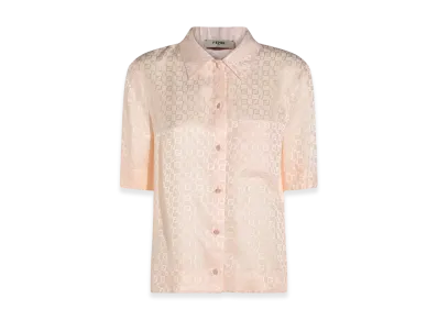 FENDI Women's FF Silk Short Sleeve Shirt "Rose"