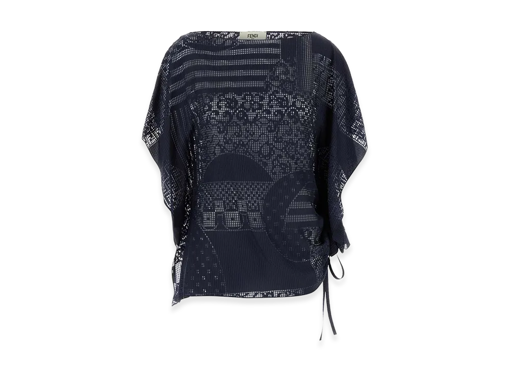 FENDI Women's Viscose Blend Top "Navy Blue"