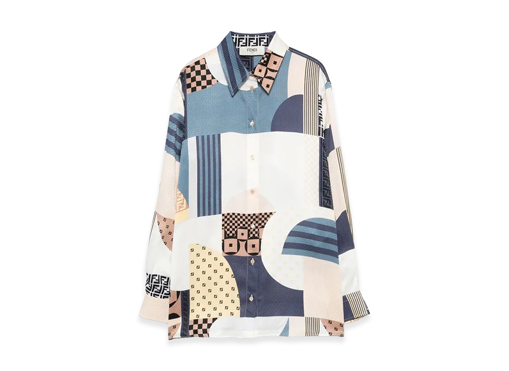 FENDI Women's Patchwork Silk Shirt "Multicolor"