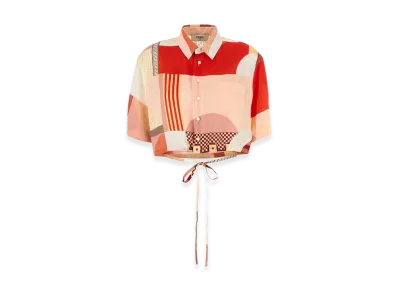 FENDI Women's Patchwork Silk Short Sleeve Shirt "Multicolor"