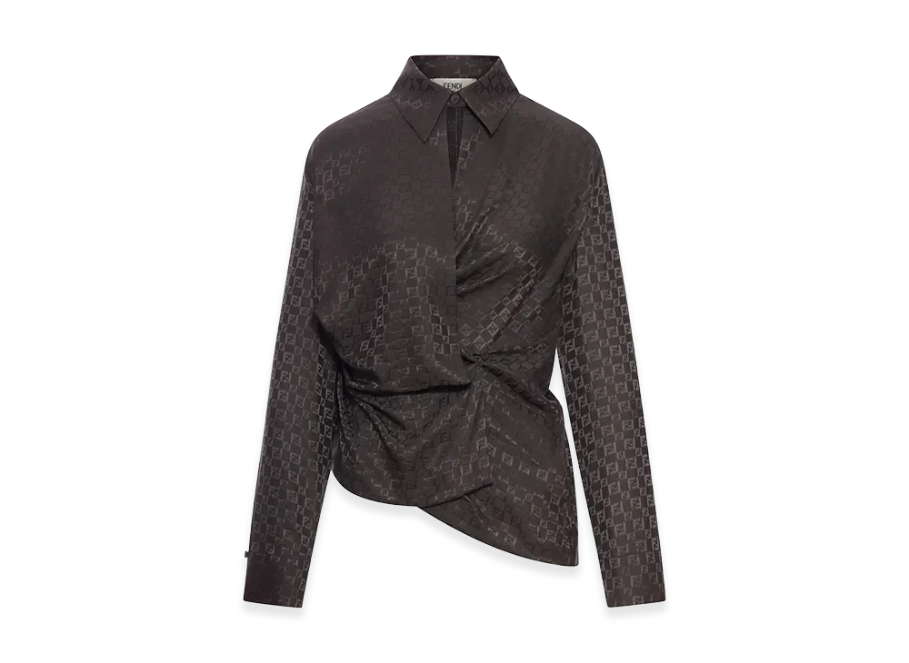 FENDI Women's FF Jacquard Silk Shirt "Brown"