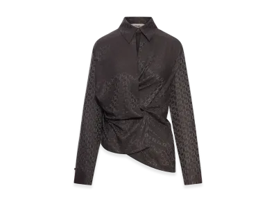 FENDI Women's FF Jacquard Silk Shirt "Brown"