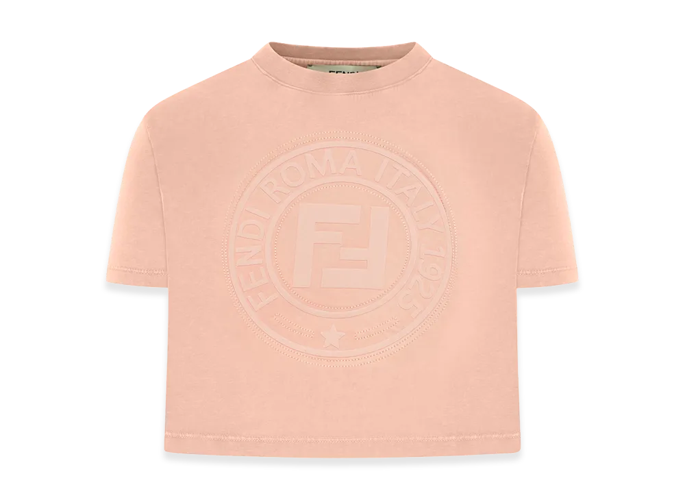 FENDI Women's Crop T-Shirt With Roma Logo "Pink"