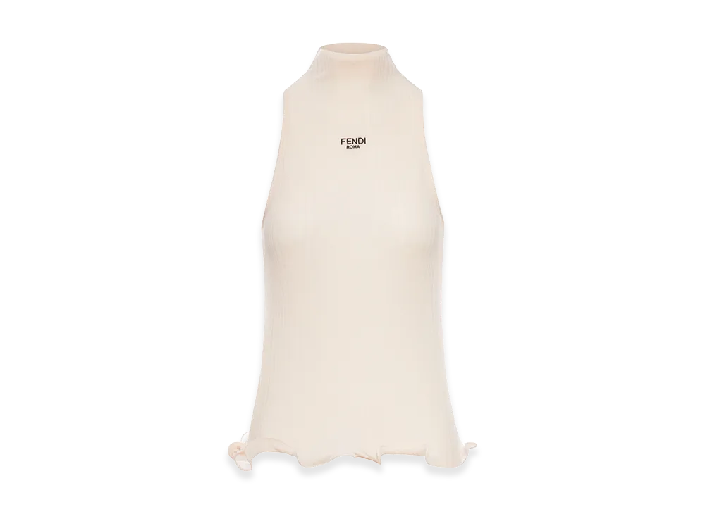 FENDI Women's Cotton Top Finished With Ruffles "Beige"
