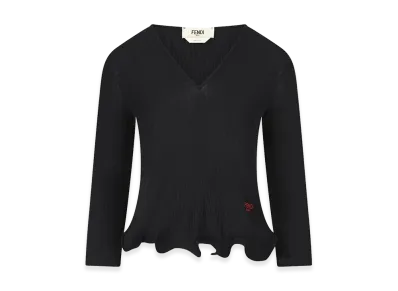 FENDI Women's Ruffled Sweater "Black"