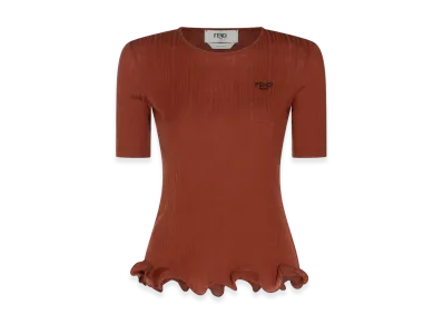 FENDI Women's Brick Wool Top "Brown"