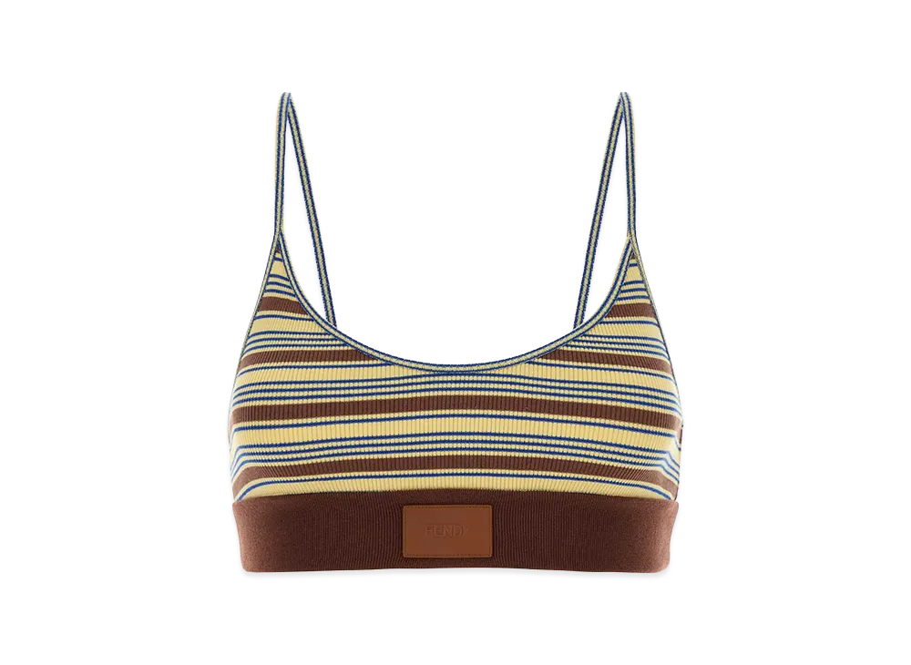 FENDI Women's Embroidered Stretch Cotton Crop-Top "Stripped"