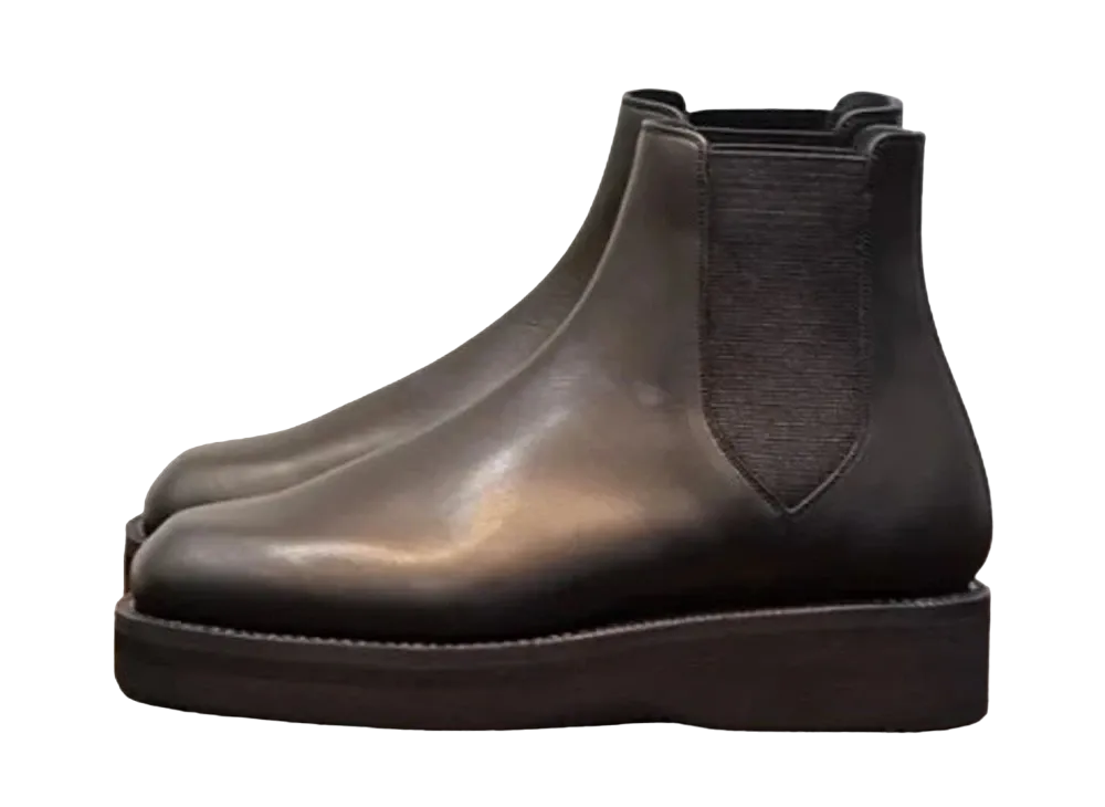 foot the coacher x AURALEE Women's Leather Square Boots Made By foot the coacher "Black"