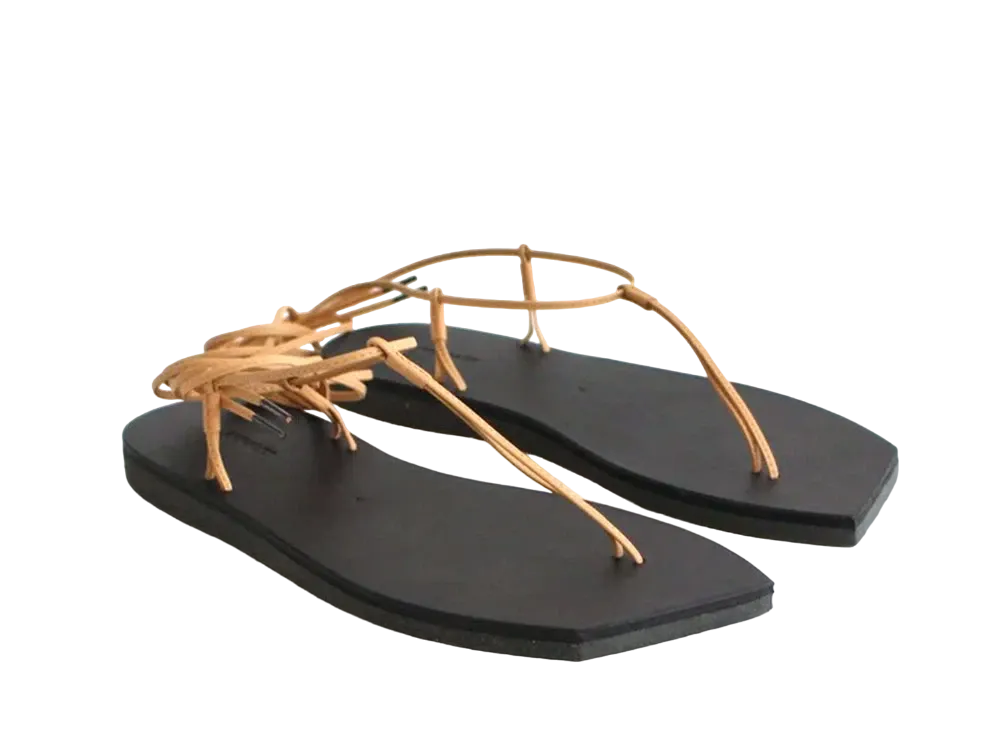 foot the coacher x AURALEE Women's Leather Lace-Up Sandals Made By foot the coacher "Black"