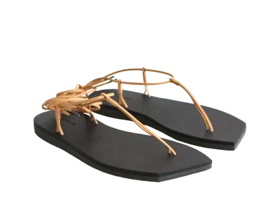 foot the coacher x AURALEE Women's Leather Lace-Up Sandals Made By foot the coacher "Black"