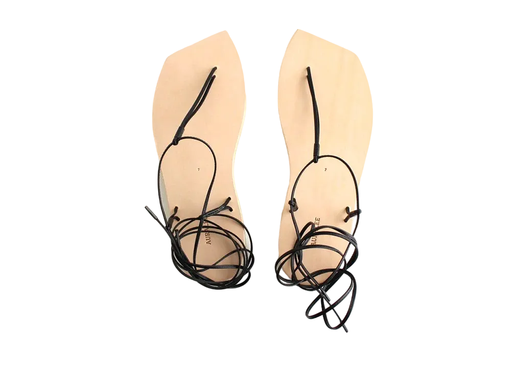foot the coacher x AURALEE Women's Leather Lace-Up Sandals Made By foot the coacher "Natural"