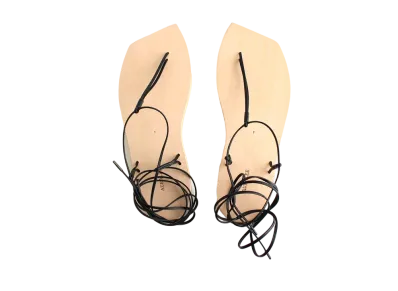 foot the coacher x AURALEE Women's Leather Lace-Up Sandals Made By foot the coacher "Natural"