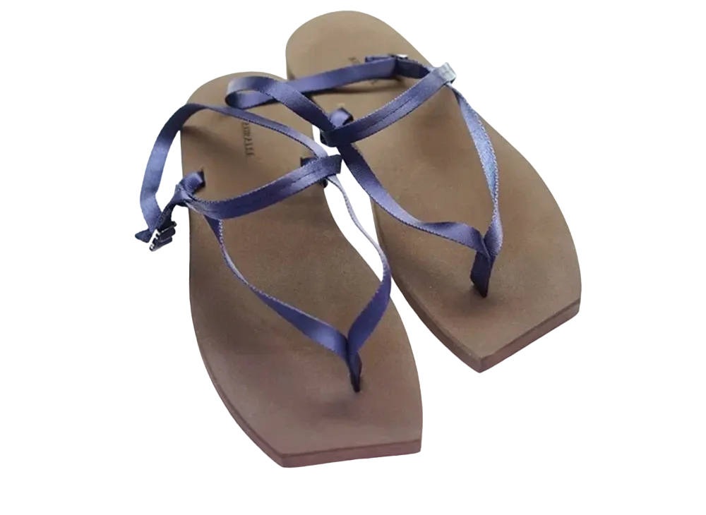 foot the coacher x AURALEE Belted Beach Sandals Made By foot the coacher "Brown/Navy"