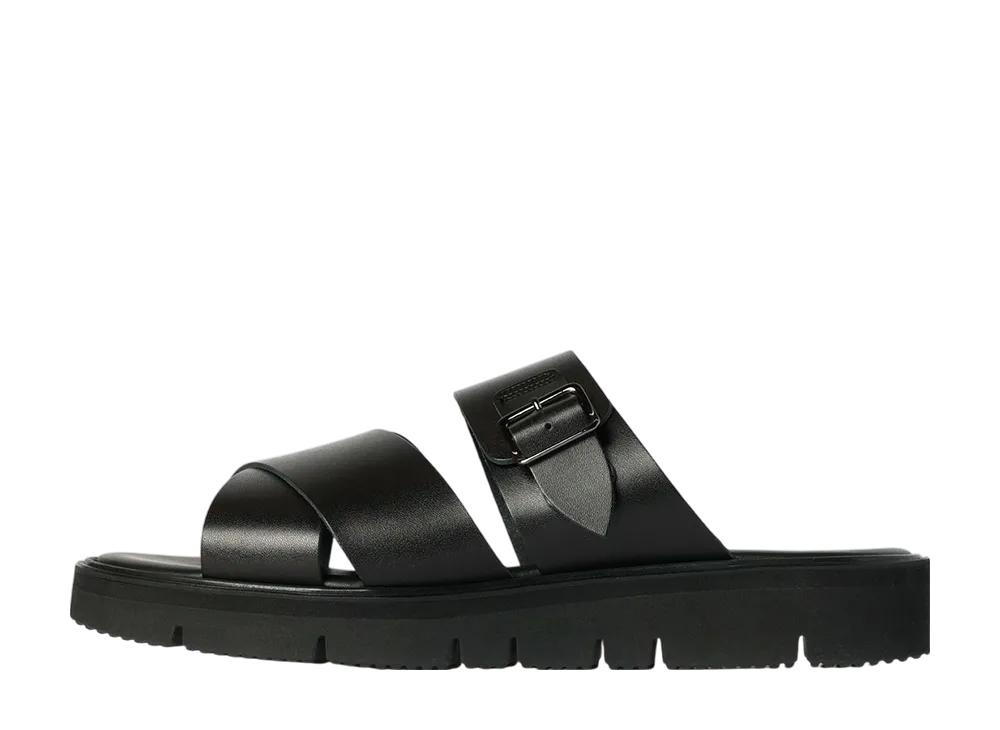 foot the coacher Cross Belt Sandals (Gloxi Medium Sole) "Black"