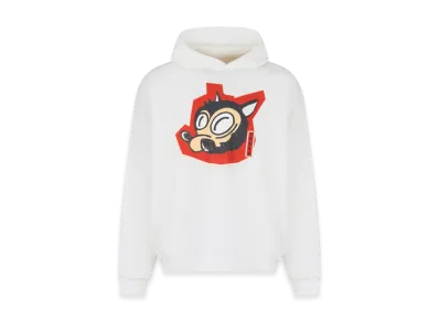 MARNI x Olaolu Slawn x Soldier Boyfriend Cotton Hoodie with Wolf Print "Ivory"