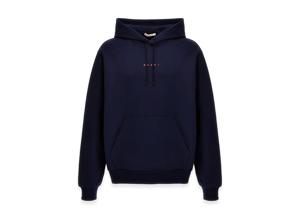 MARNI Logo Print Hoodie "Blue"