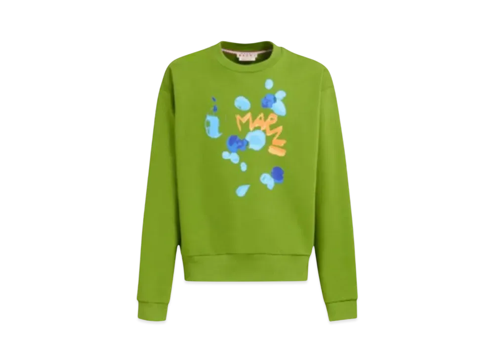 Marni Dripping Print Made Of Organic Cotton Sweatshirt "Kiwi"