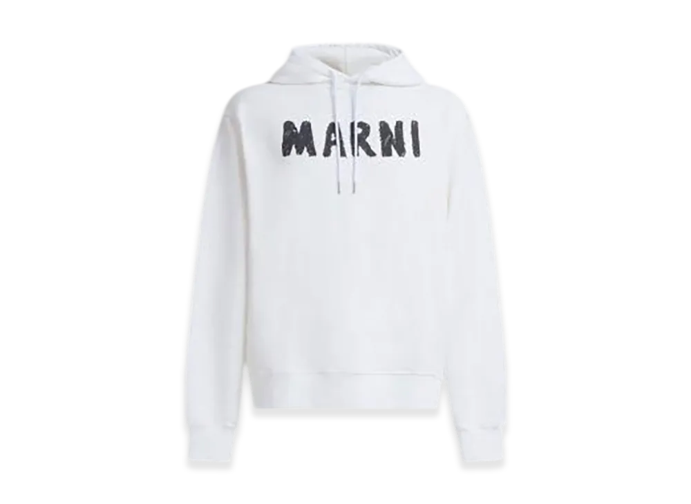 MARNI Organic Cotton Hoodie with Logo "White"