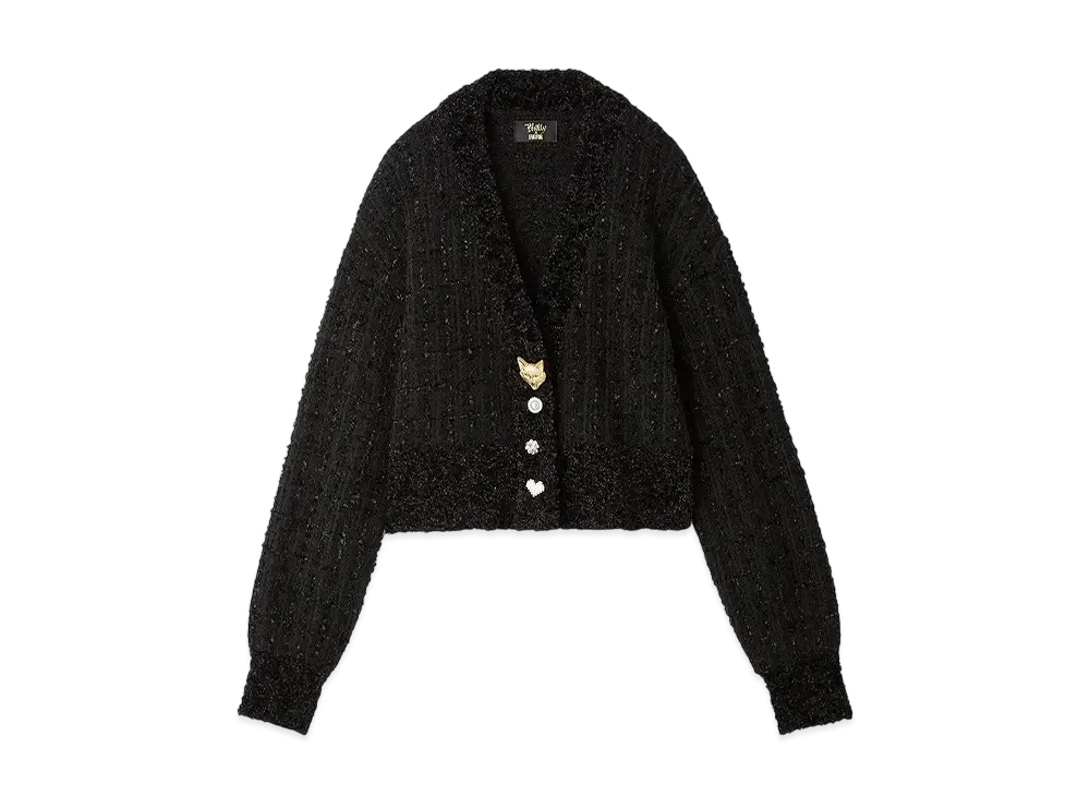 未使用美品 furfur 2025SS フィリーチョコレート猫カーディガン 黒 FURFUR x Philly chocolate Cat Button Tweed Cardigan 