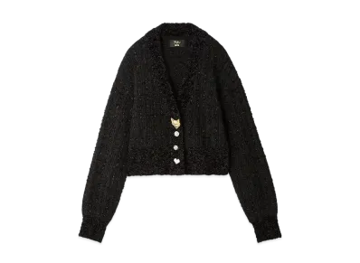 FURFUR x Philly chocolate Cat Button Tweed Cardigan FURFUR x Philly chocolate Cat Button Tweed Cardigan