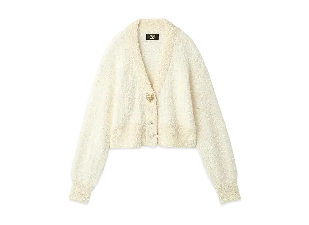 FURFUR x Philly chocolate Cat Button Tweed Cardigan "White"