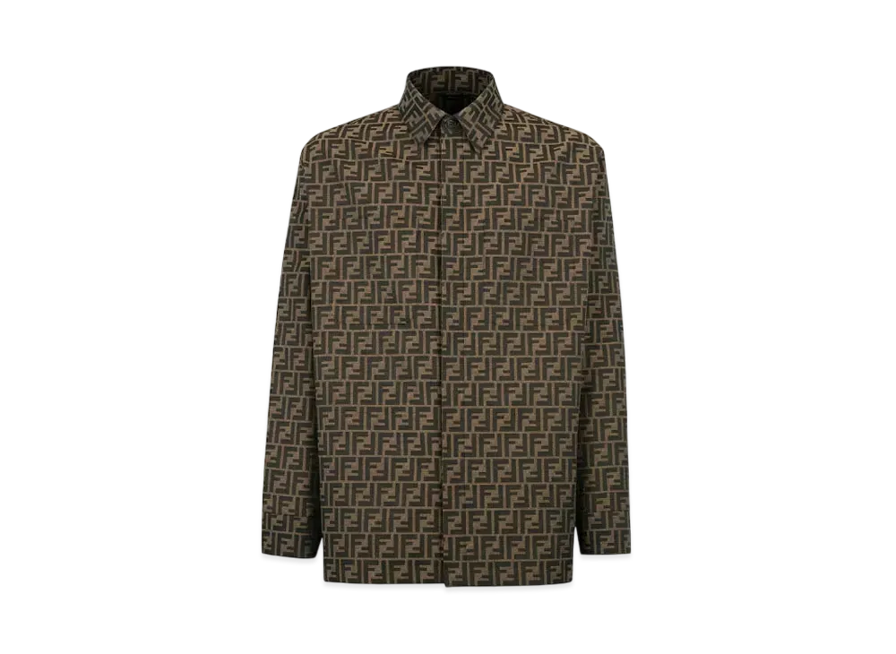 FENDI Men's Blouson FF Jacquard Fabric Jacket "Brown"