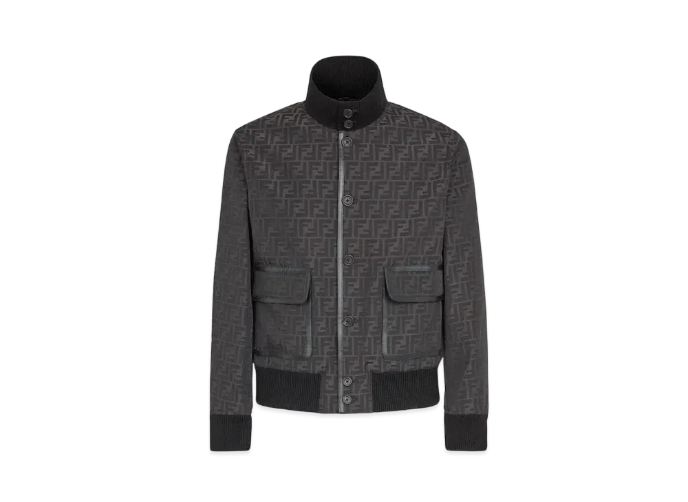 FENDI Men's Blouson FF Jacquard Fabric Jacket "Black"