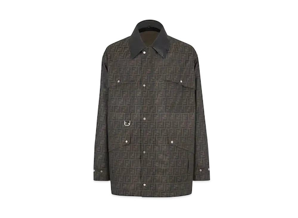 FENDI Men's Blouson Waxed FF Jacquard "Brown"
