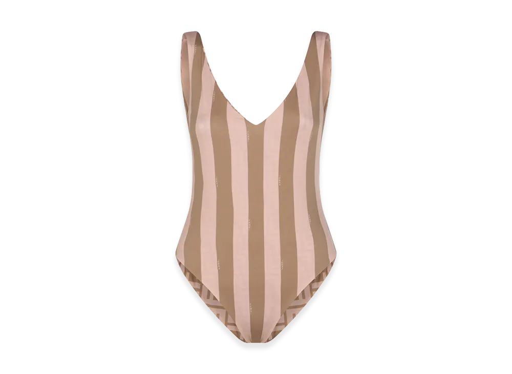 FENDI Women's Reversible One-Piece Swimsuit "Pink/Beige"