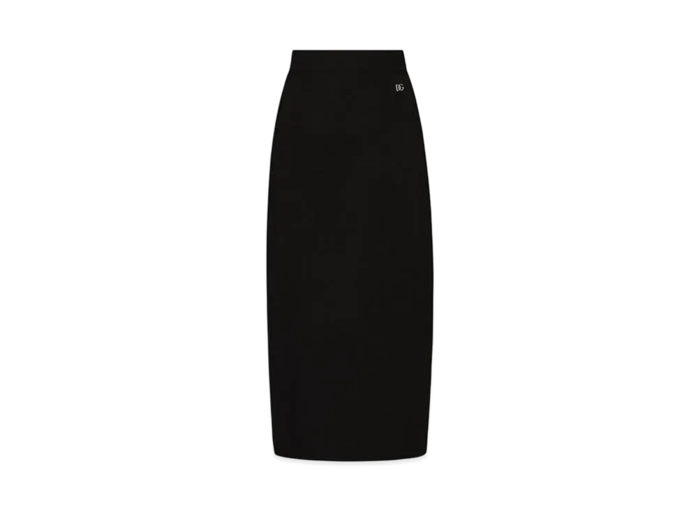 DOLCE&GABBANA Stretch Viscose Knit Pencil Skirt With DG Logo "Black"