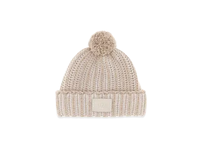 FENDI Women's Embroidered Wool Blend Beanie Hat "Beige"