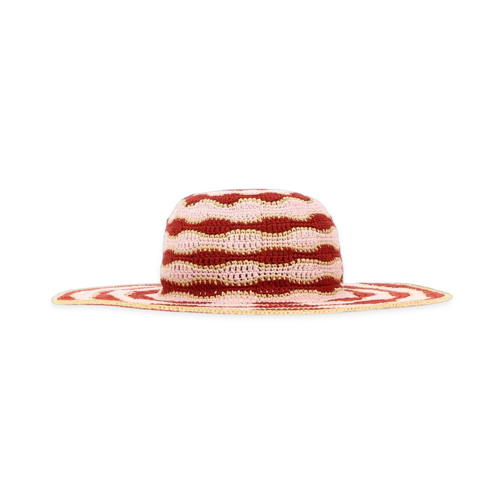 FENDI Women's Embroidered Crochet Hat "Pink"