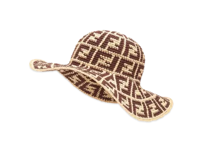 FENDI Hat Raffia and Cotton "Brown"