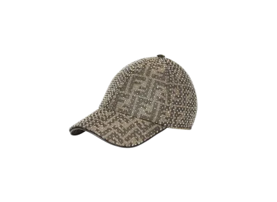 FENDI Hat FF Jacquard and Rhinestone "Brown"