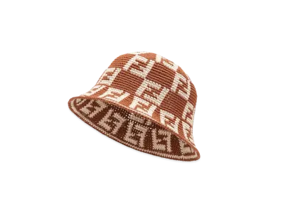 FENDI Cotton Cloche Hat "Brown"